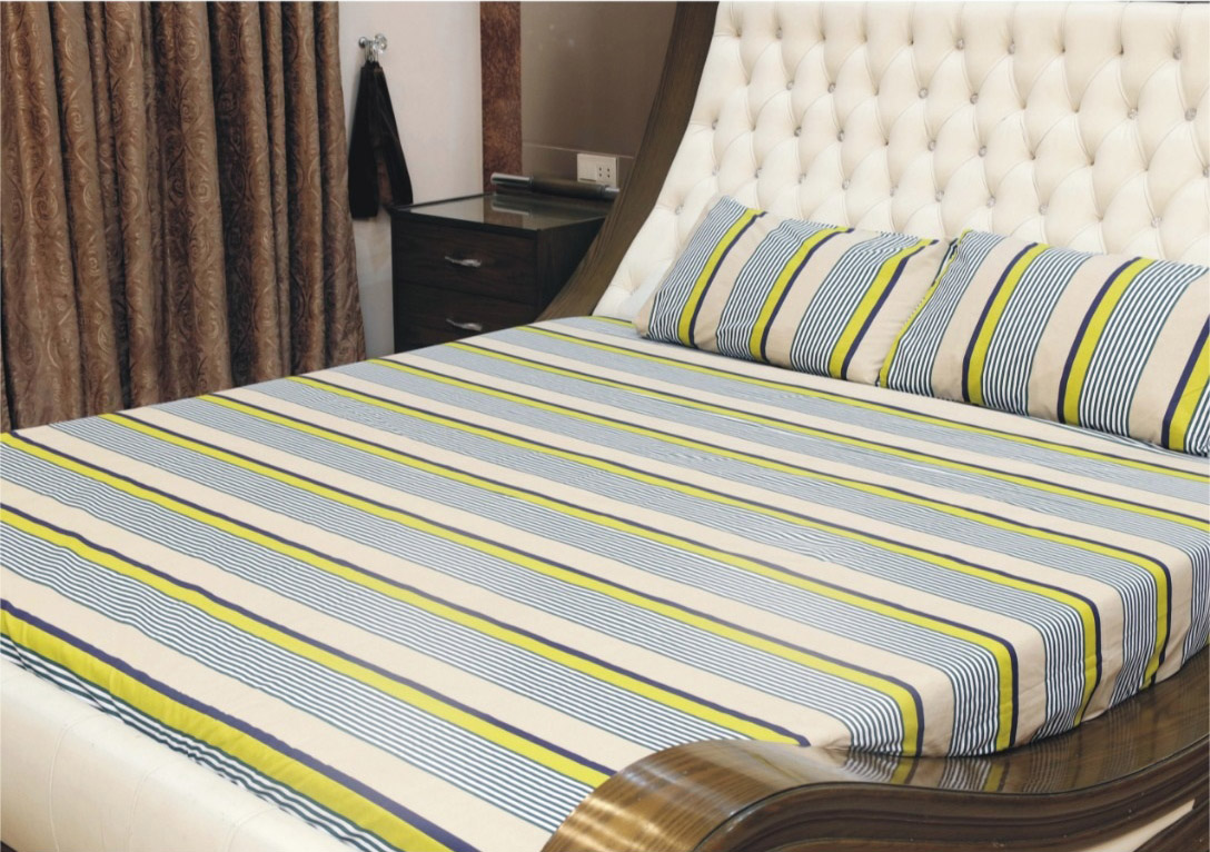 3 Pcs Chines Style Cotton Bed Sheets-6214