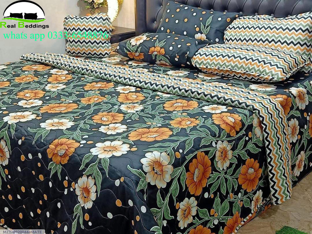 7 Pcs Cotton Printed Comforter Set