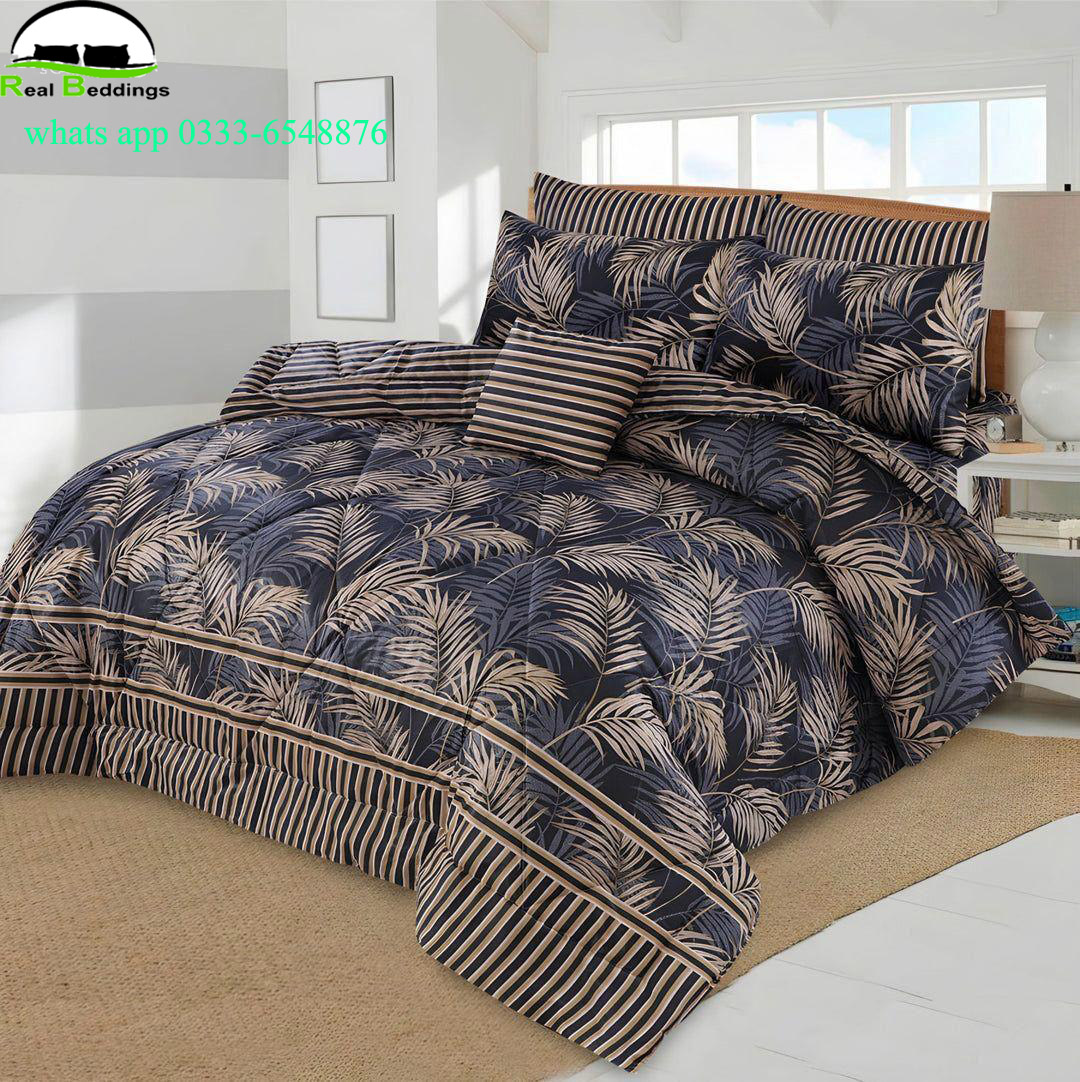 7 Pcs Cotton Printed Comforter Set