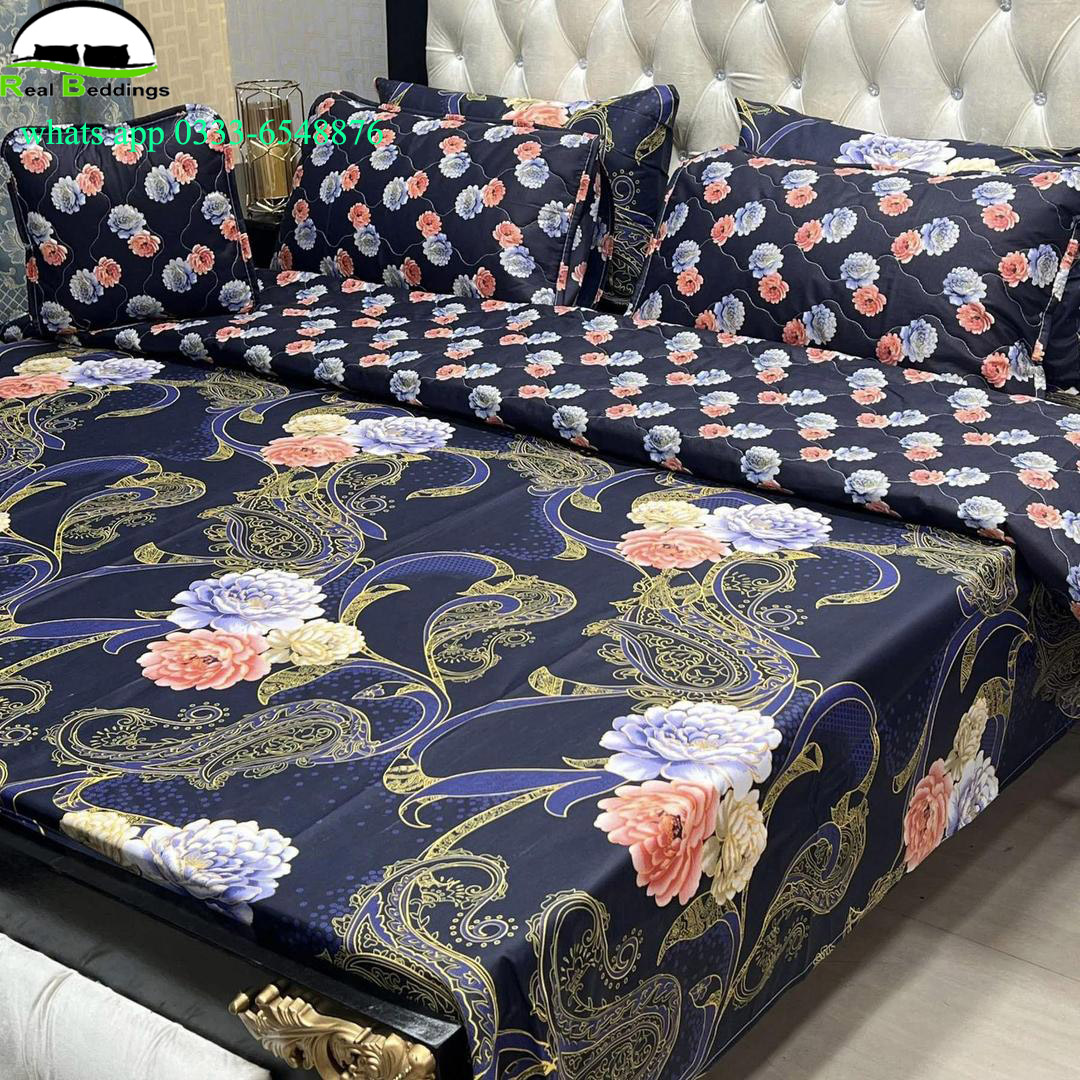 7 Pcs Cotton Printed Comforter Set