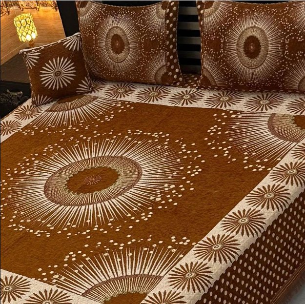 Brown Velvet Jacquard Bedsheets