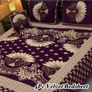 Purple Velvet Jacquard Bed Sheet