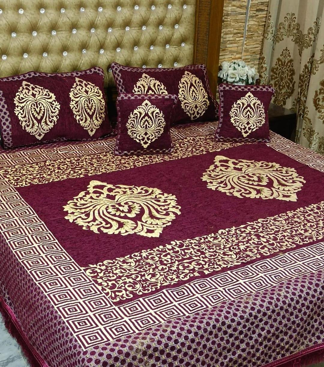 gold embroidered burgundy cute bedsheets