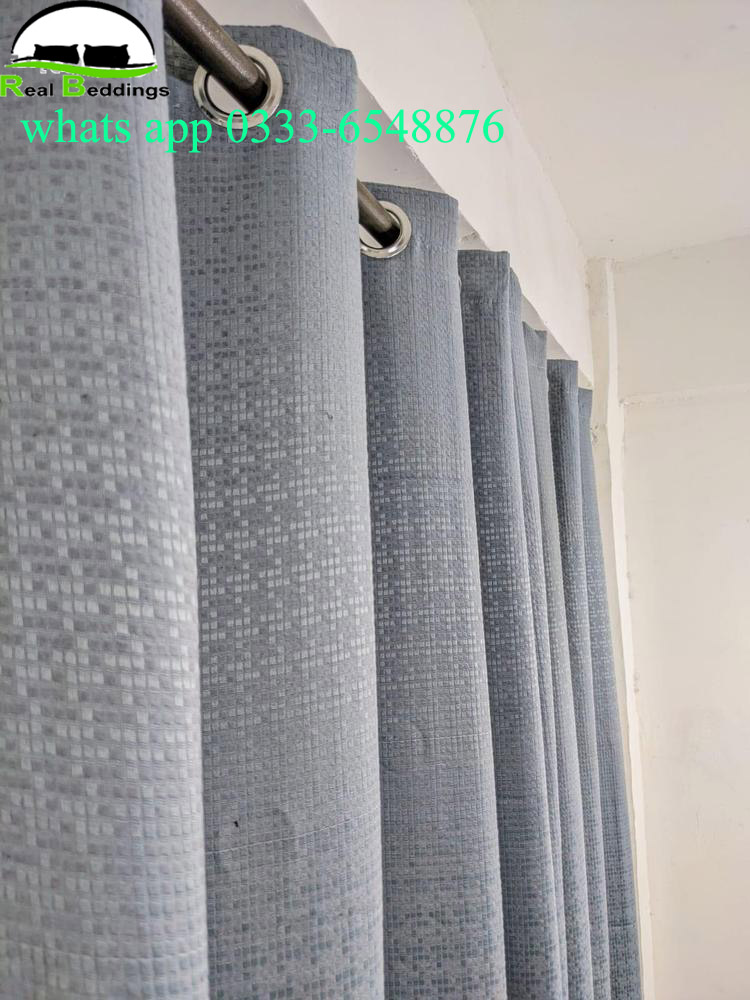 Printed plain jacquard curtains
