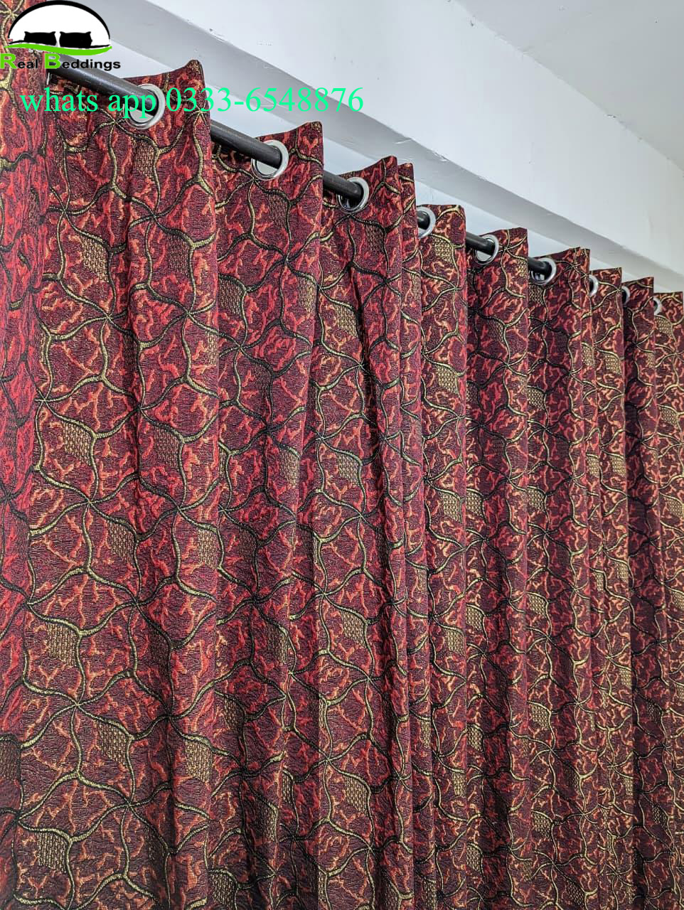 Printed plain jacquard curtains