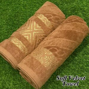 2 Pcs Soft Velvet Woven Bath Towel