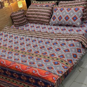 7 Pcs Cotton Printed Comforter Set